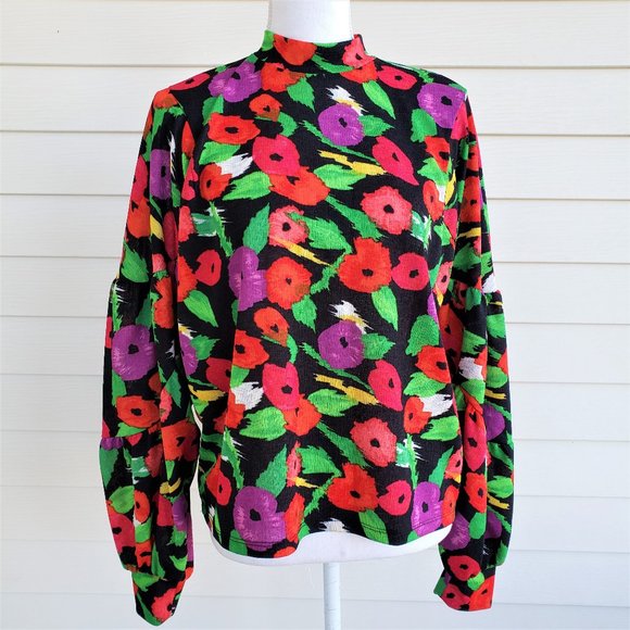 Zara Tops - Zara colorful floral long balloon sleeve loose fitting top